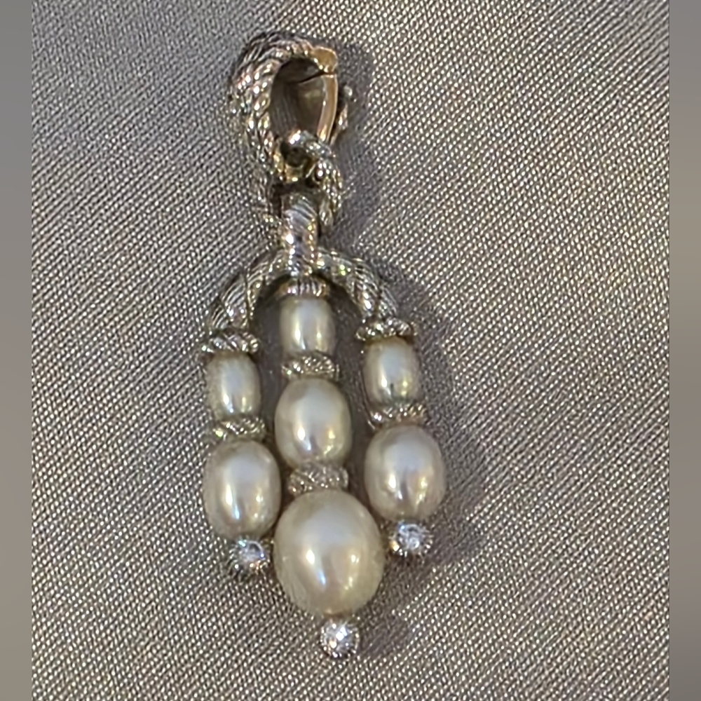 Judith Ripka Elegant Sterling Silver and Pearl Pendant (NWOT)